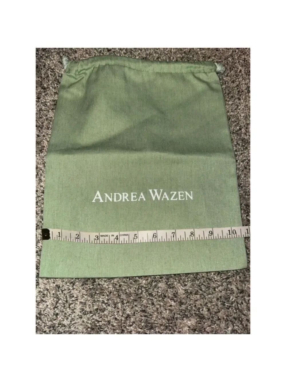 Andrea Wazen Sage Green Drawstring Dust Bag Storage Pouch Travel Organizer
